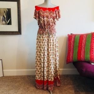 Patrons of Peace maxi dress slit in front boho